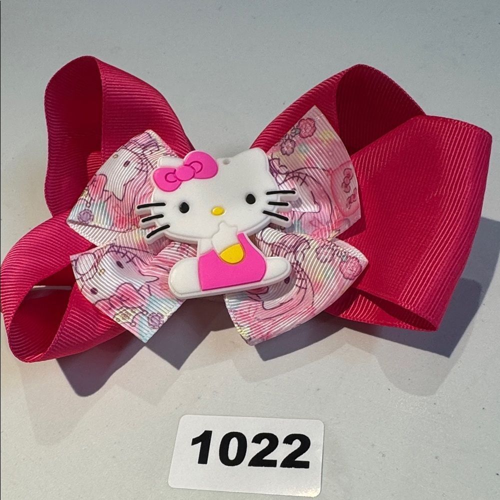 1022 Hot Pink Color Hello Kitty Hair Bow Alligator‎ Clip